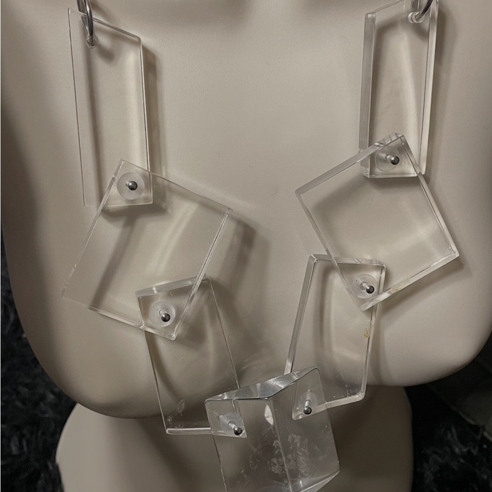 Gorgeous Abstract Lucite Geometric Necklace $250 original - Picture 7 of 7